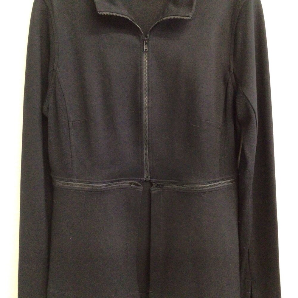 Cabi Relax Convertible Stretch Ponte Knit Long Black Zip Jacket 5655 Sz Medium - Picture 6 of 14